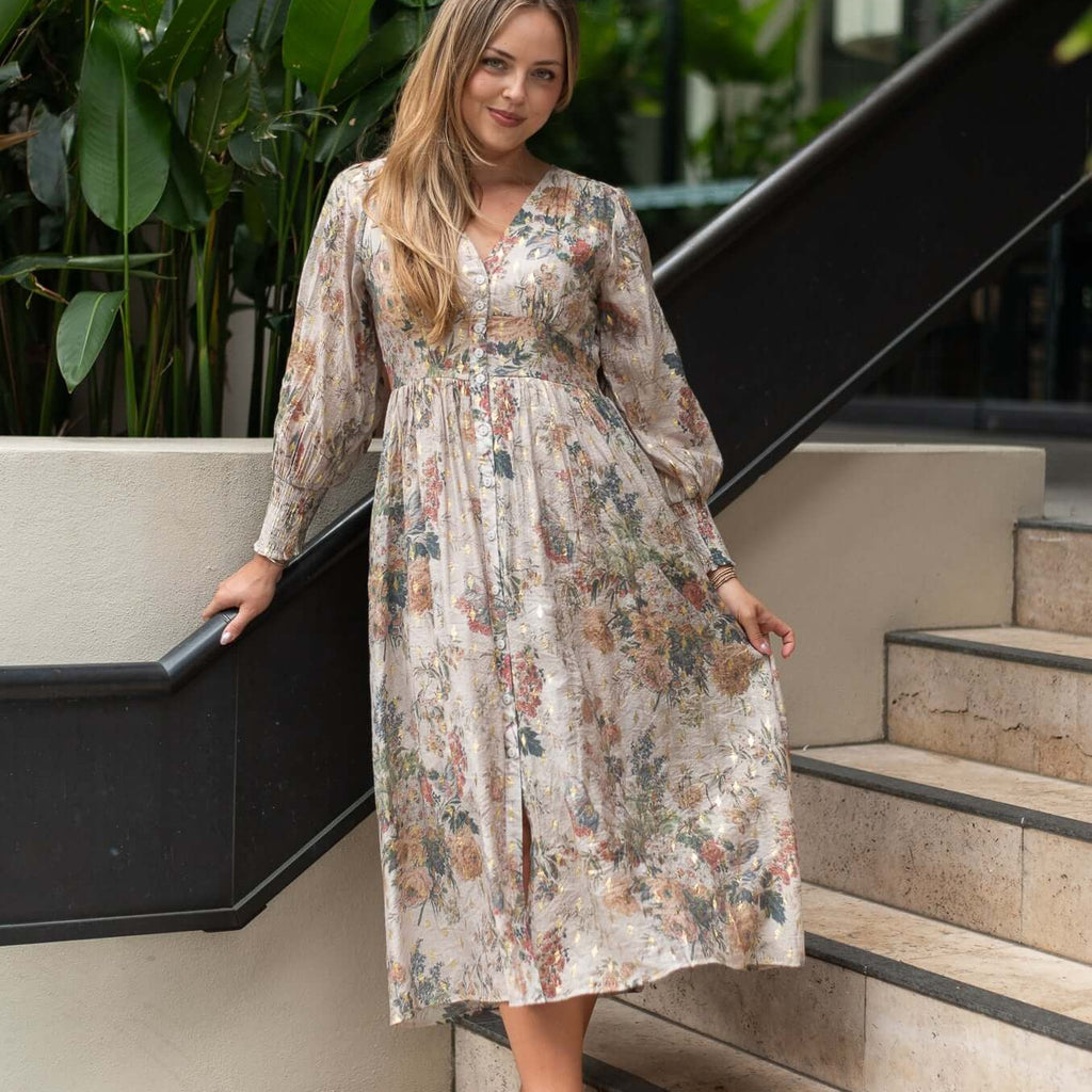 Flower Bouquet Midi Dress So in style