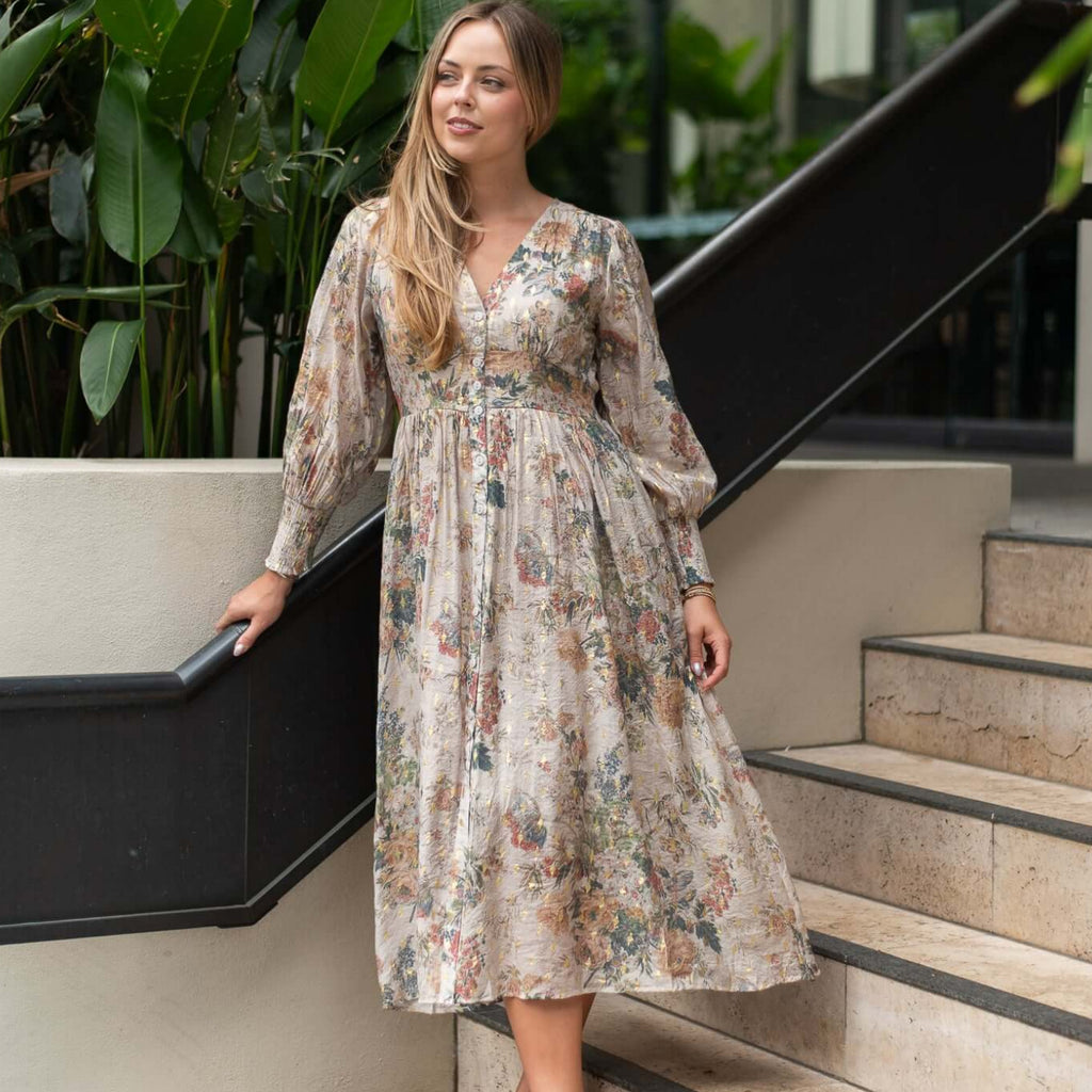 Flower Bouquet Midi Dress So in style