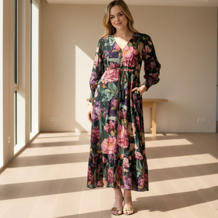 Selma Maxi Dress -Green floral so in style