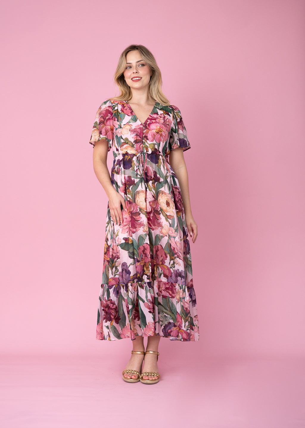 Selma Pink Floral Maxi Dress