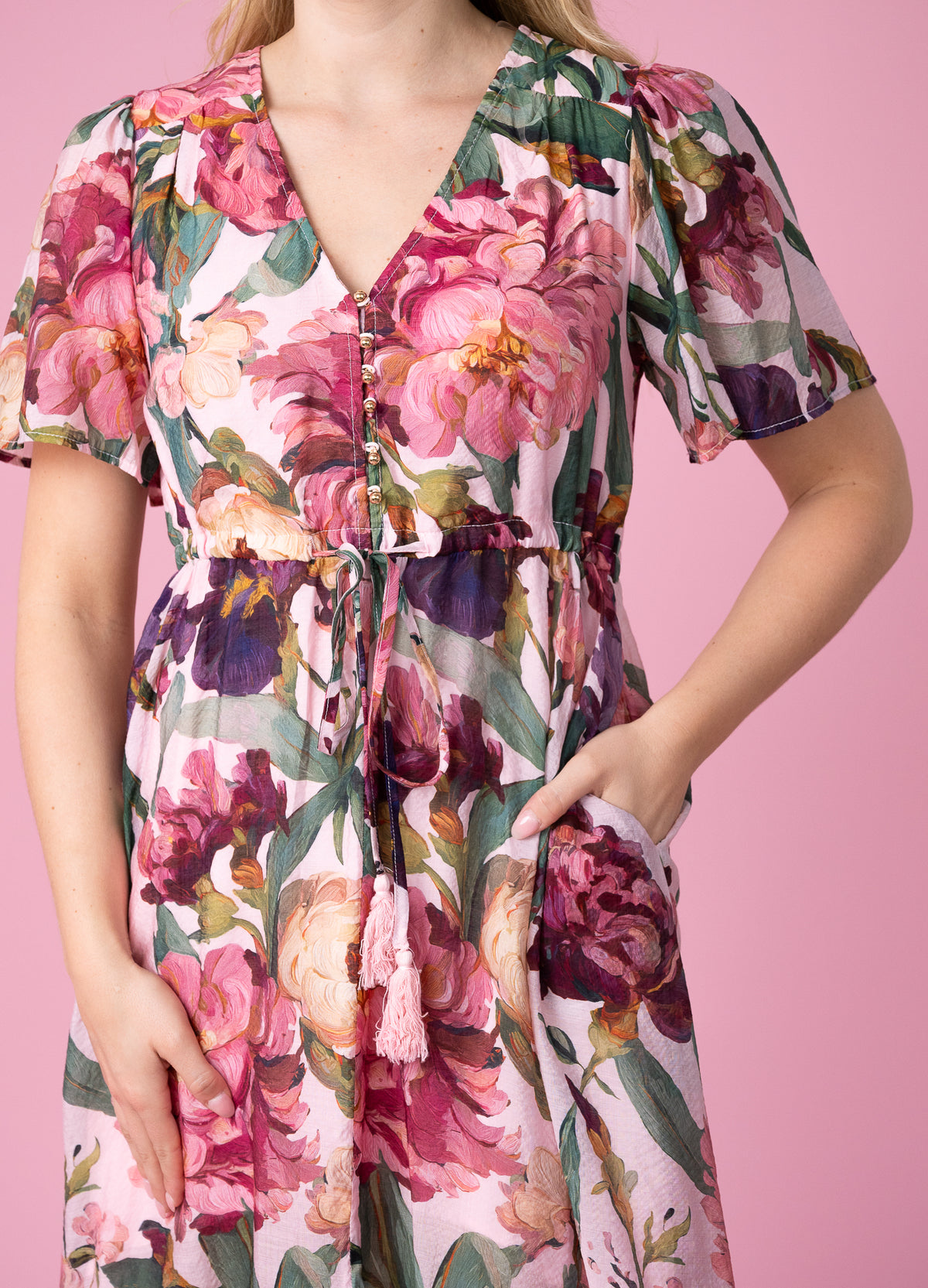 Selma Pink Floral Maxi Dress
