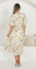 Peach Blossom Midi Dress