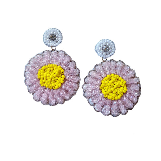 Sunflower Beaded Earring Pink