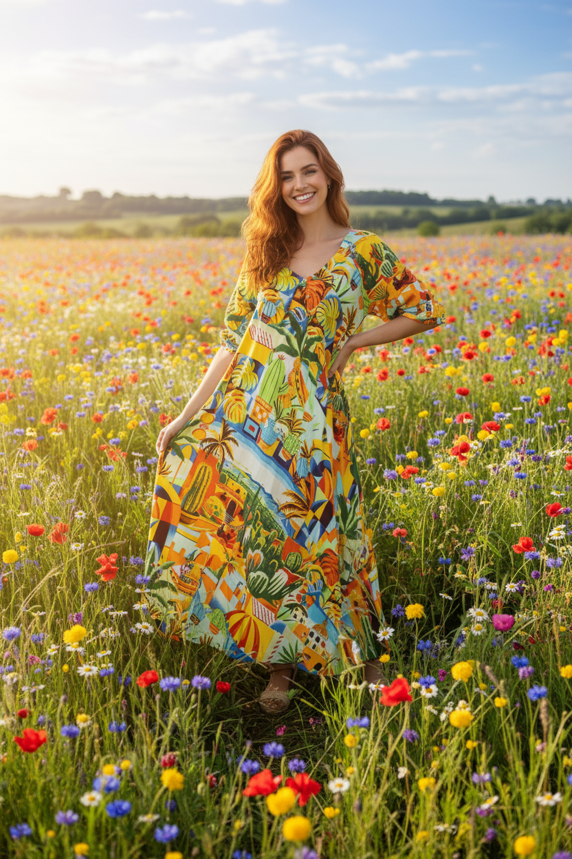 Guatemala V neck Bias Dress