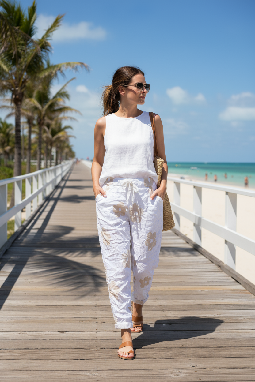 WL Crinkled Daisy Pants