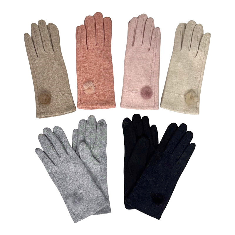 Wool Blend Pom Gloves