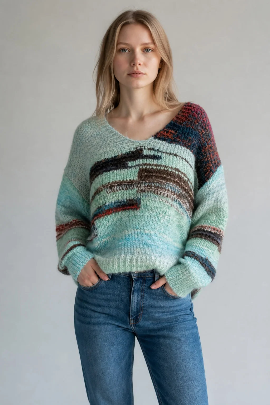 Suzy V neck striped jumper Charlotte The Label