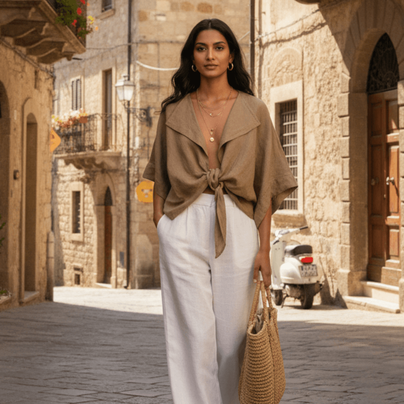 Tie Front Linen Top