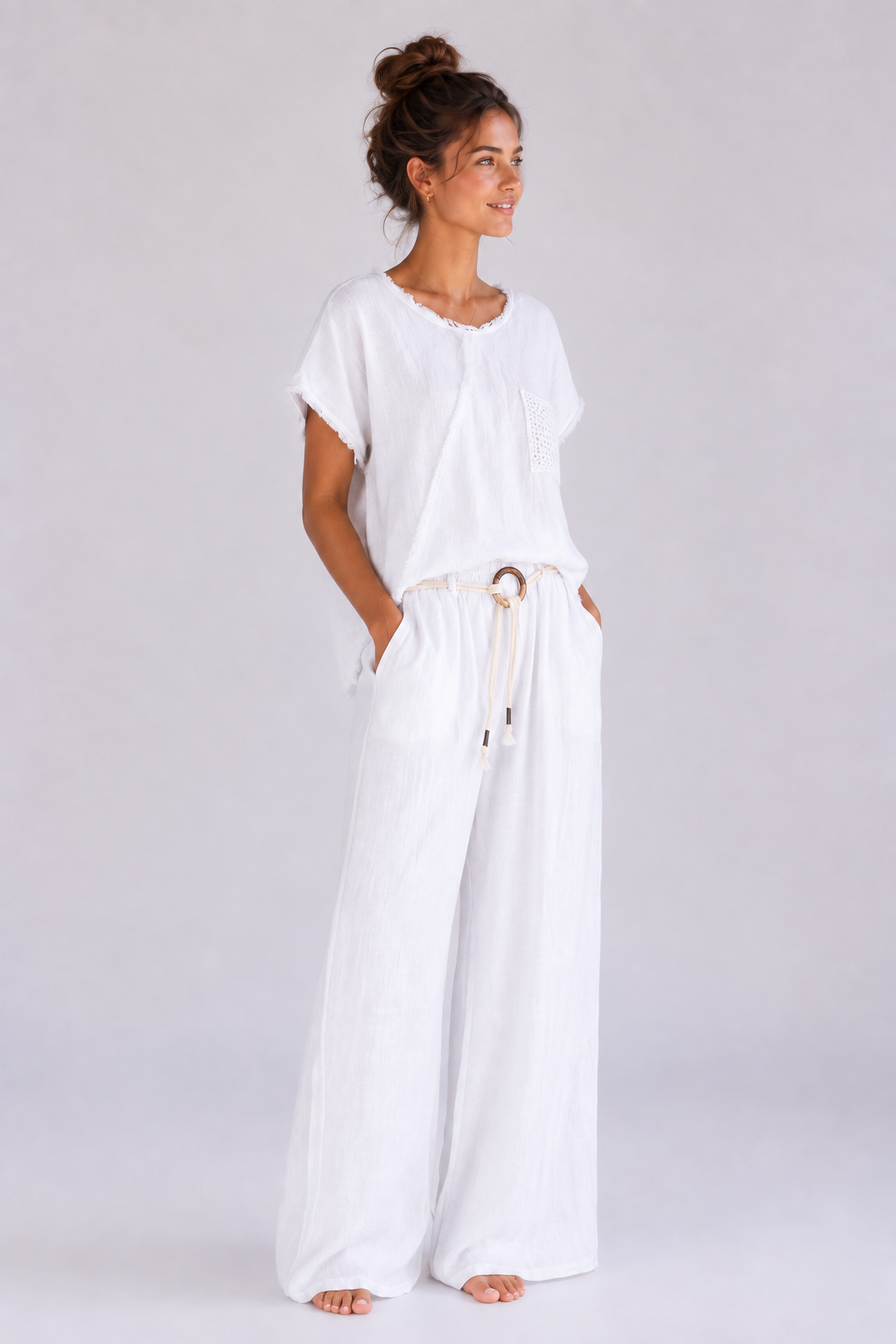 RJJ Wide Leg Linen Pants