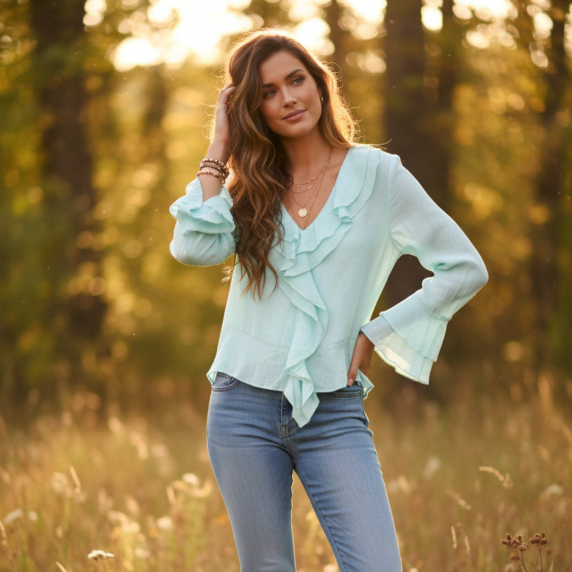 Linen Frill Top