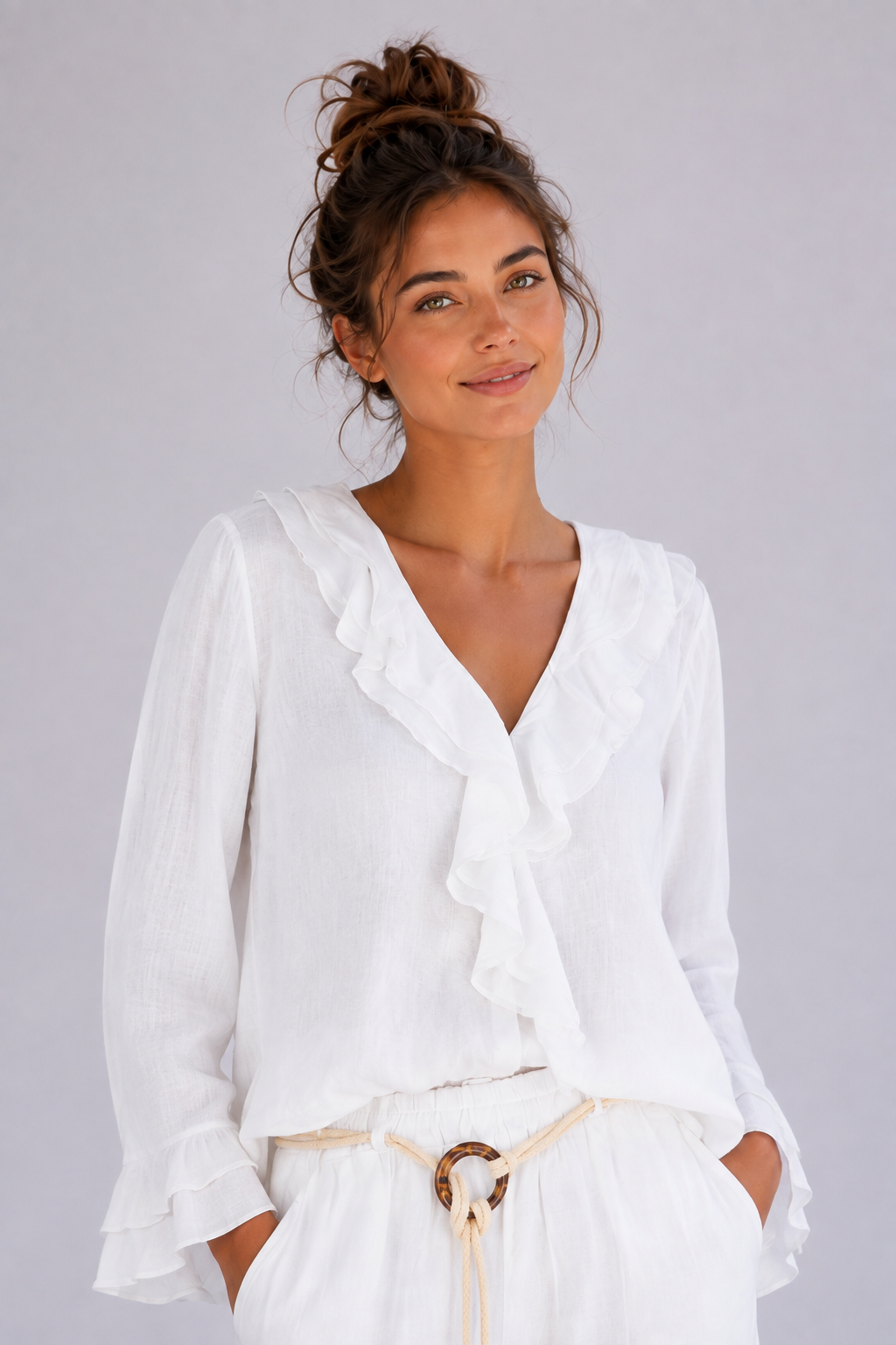 Linen Frill Top