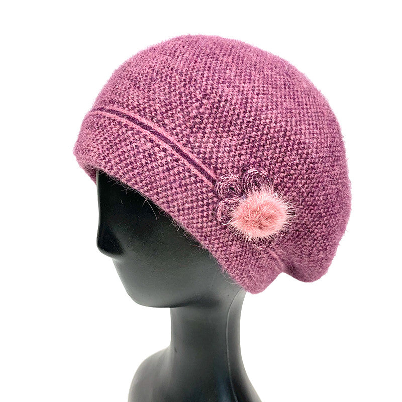 Melange Beret with Side Deco