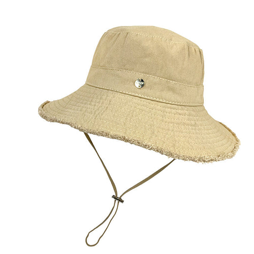 AT HT 320231 Floppy wide brim hat with UPF 50+ protection and chin cord in beige color.