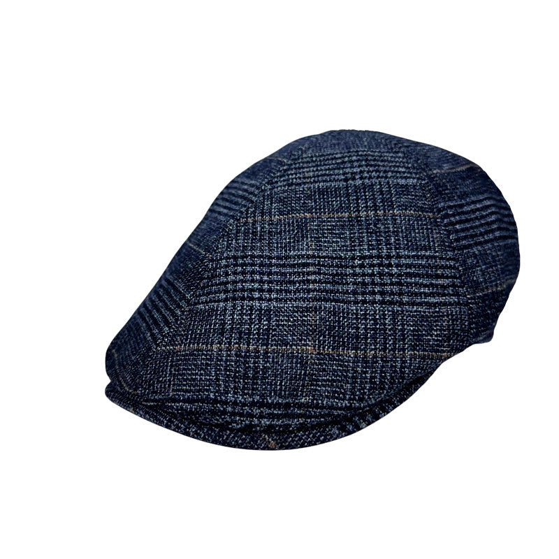Wool Blend Plaid Flat Hat ATN