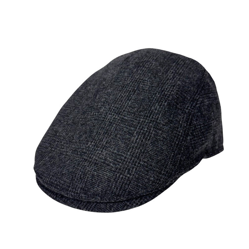 Wool Blend Plaid Flat Hat