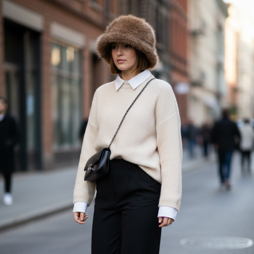 Melange Fluffy Bucket Hat ATN