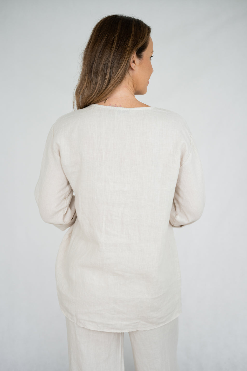 Reva Linen Pintuck Top