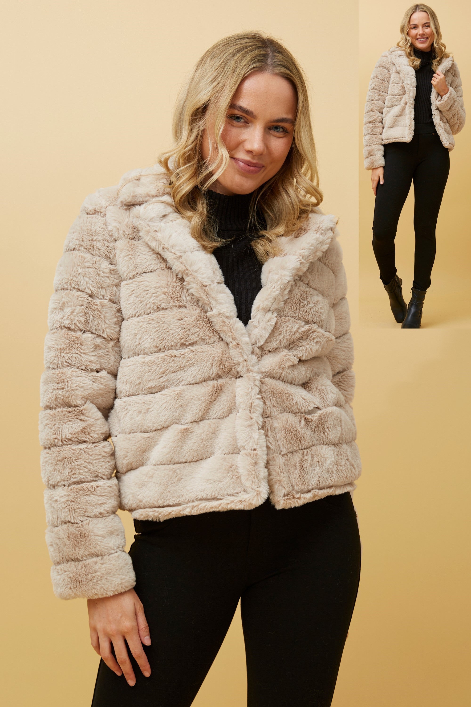 Kremlin Faux Fur Jacket Beige