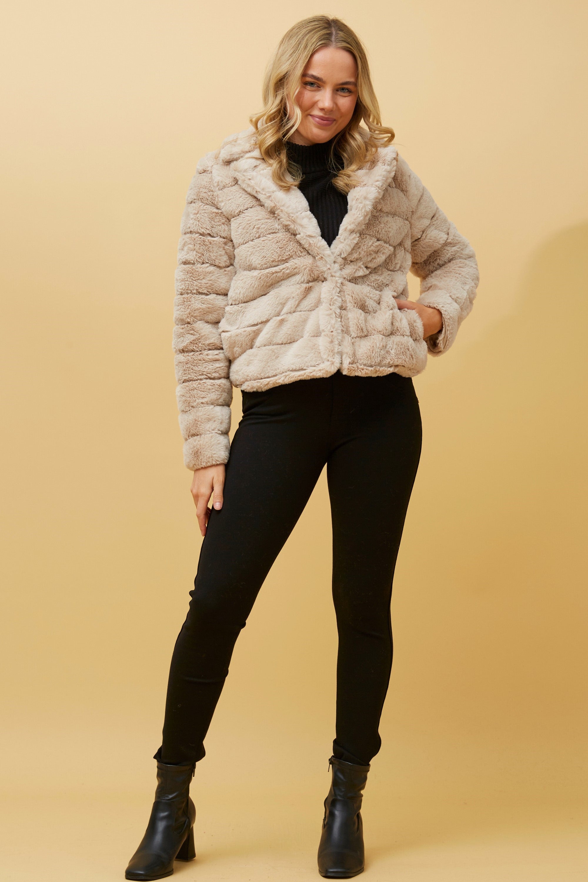 Kremlin Faux Fur Jacket Beige