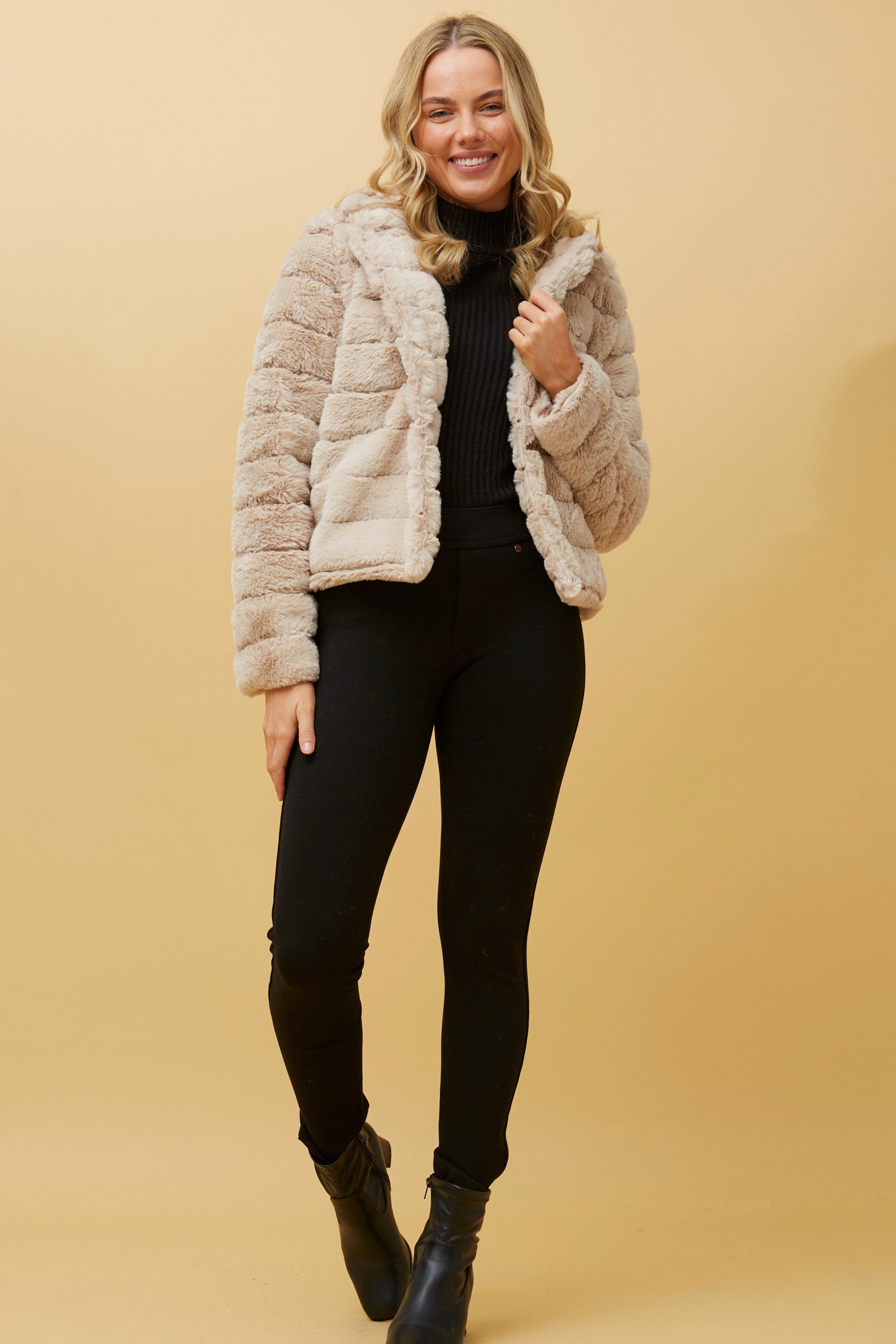 Kremlin Faux Fur Jacket Beige