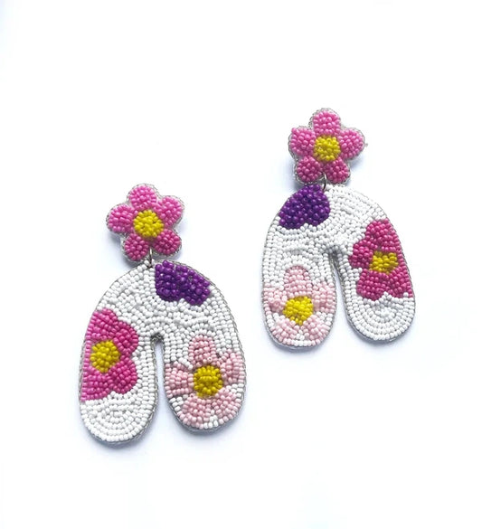 Rainbow Shaped Daisy Beaded Earring