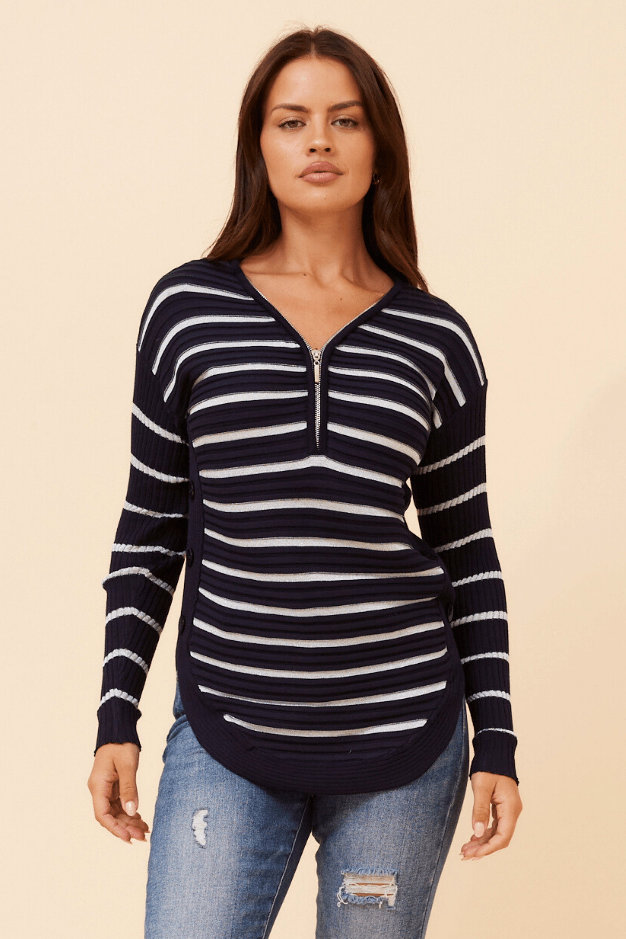 Ckm Gold Lurex Rib Jumper Gypsyroad Bowral