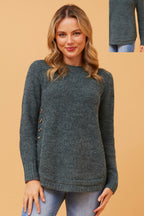 CKM Curved buttoned hem jumper