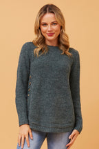 CKM Curved buttoned hem jumper