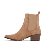 Kansley Boot sleek tan Chelsea boots with elastic side panel and low block heel