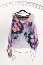 Lovisa Silk Top featuring vibrant abstract print on lightweight fabric, perfect for a sophisticated day-to-evening look.