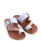 Bria Sandal cloud with woven bamboo wrap and antique buckle for stylish summer outings.