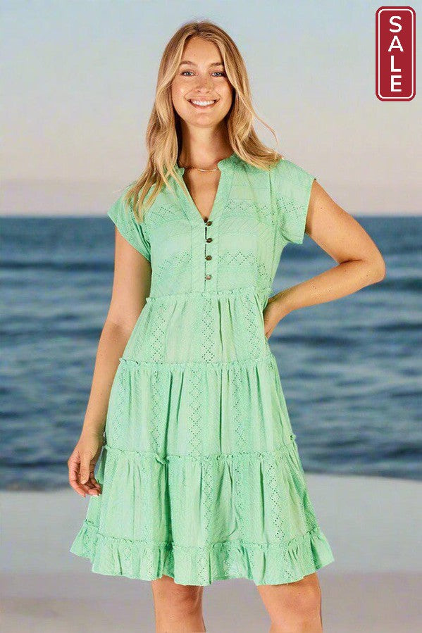 Lulalife Arielle Tiered dress Mint