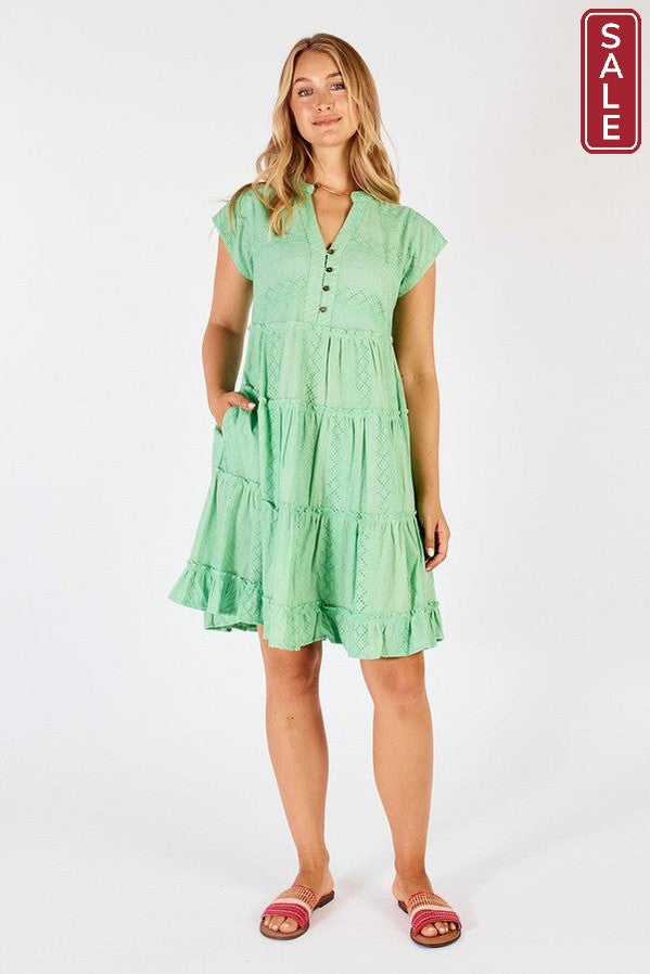 Lulalife Arielle Tiered dress Mint