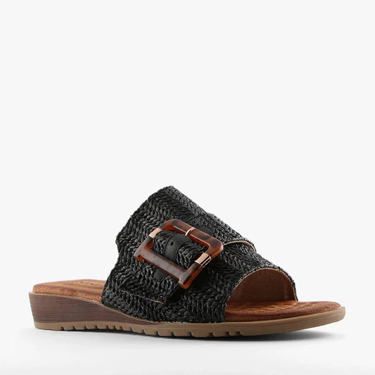 Mivari Raffia Slides Black