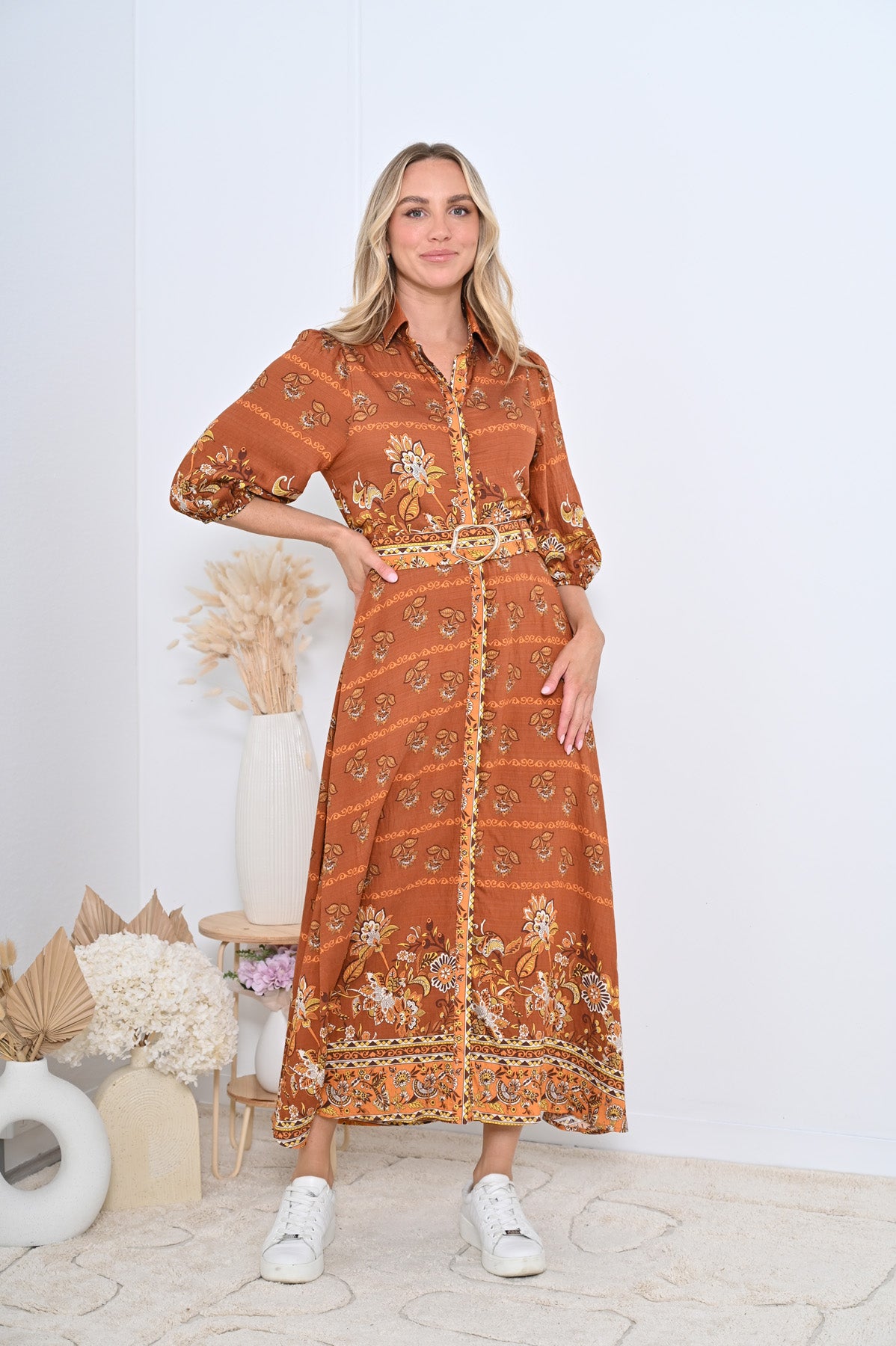 Bassett Maxi Dress Rust