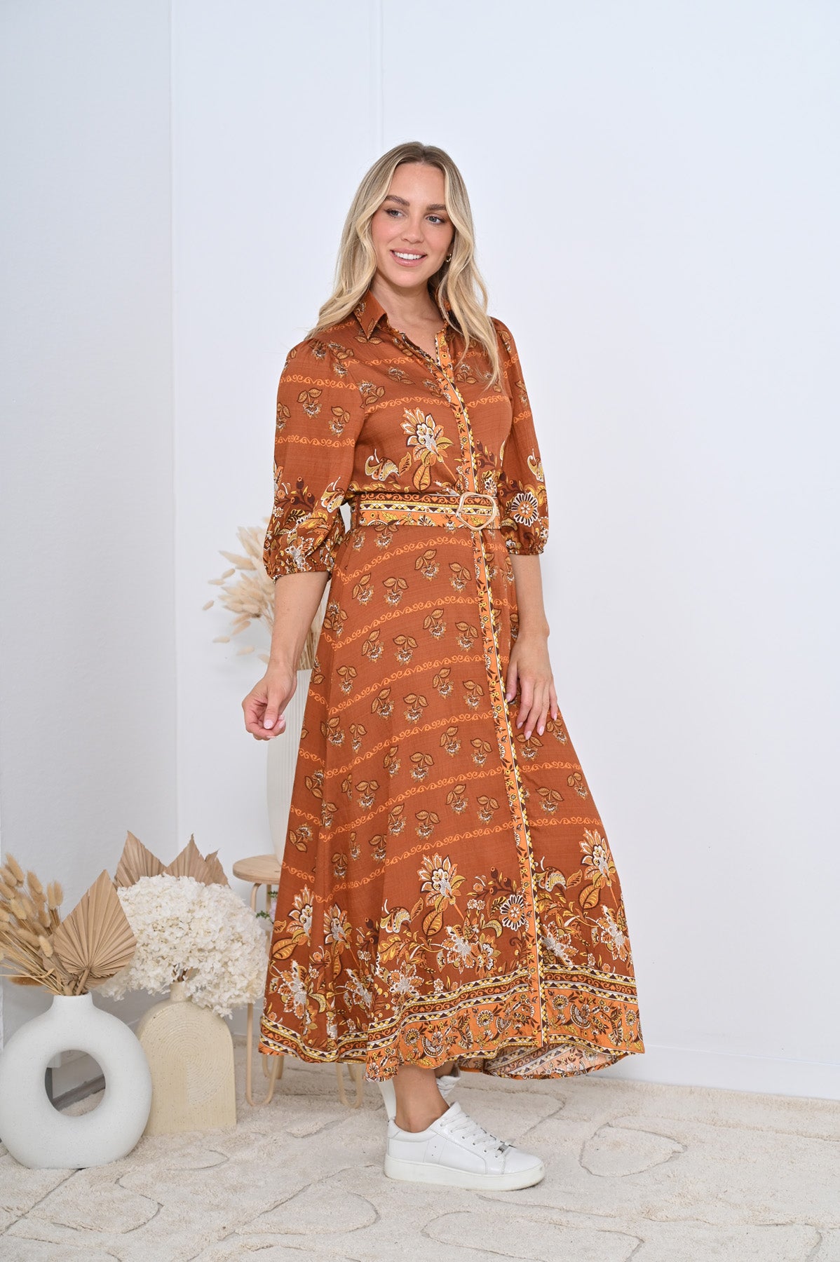 Bassett Maxi Dress Rust