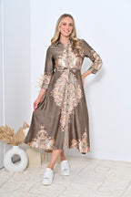 Baroque Dress Khaki