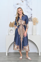 Baroque Dress Navy
