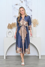 Baroque Dress Navy