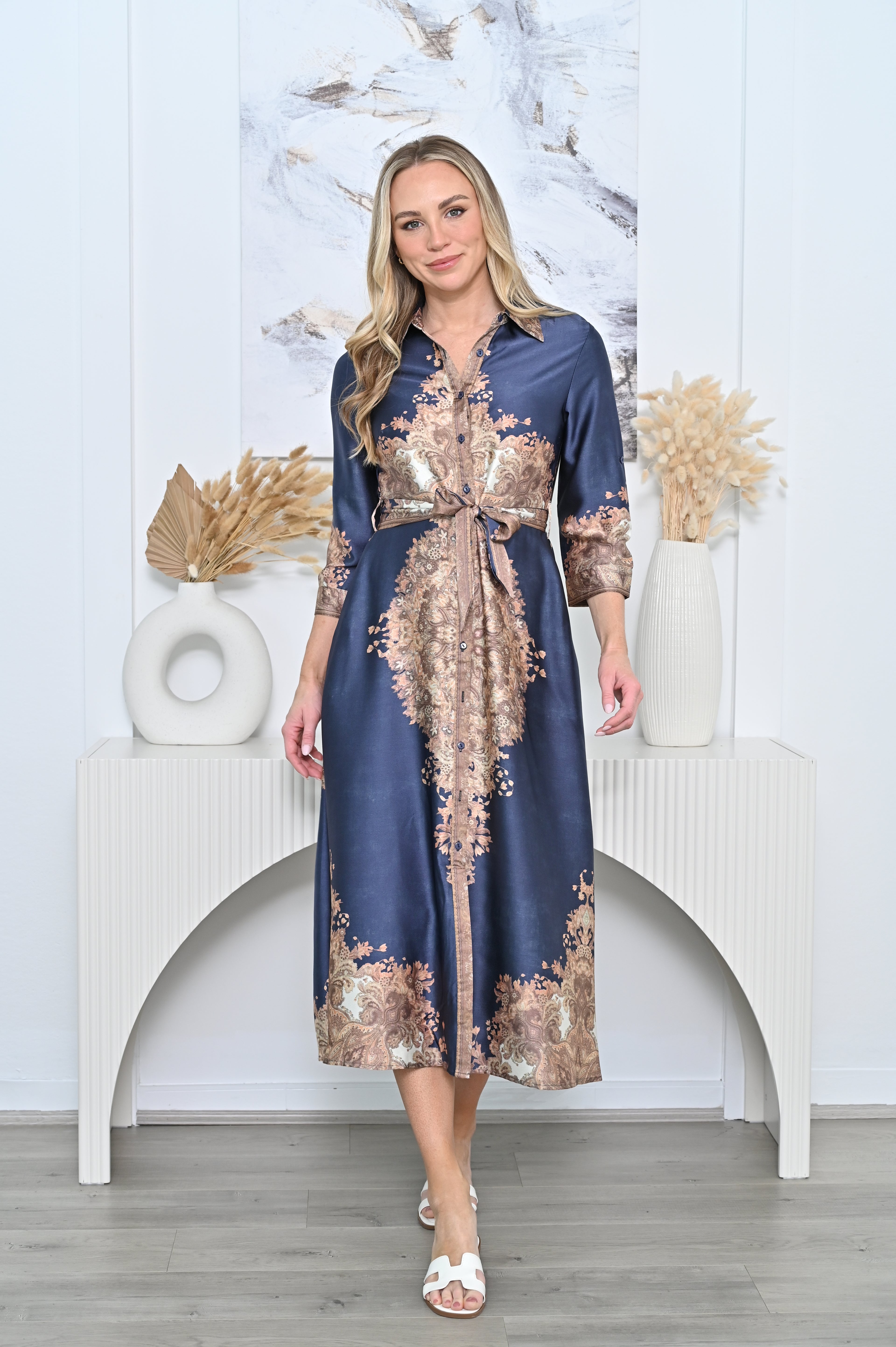 Baroque Dress Navy