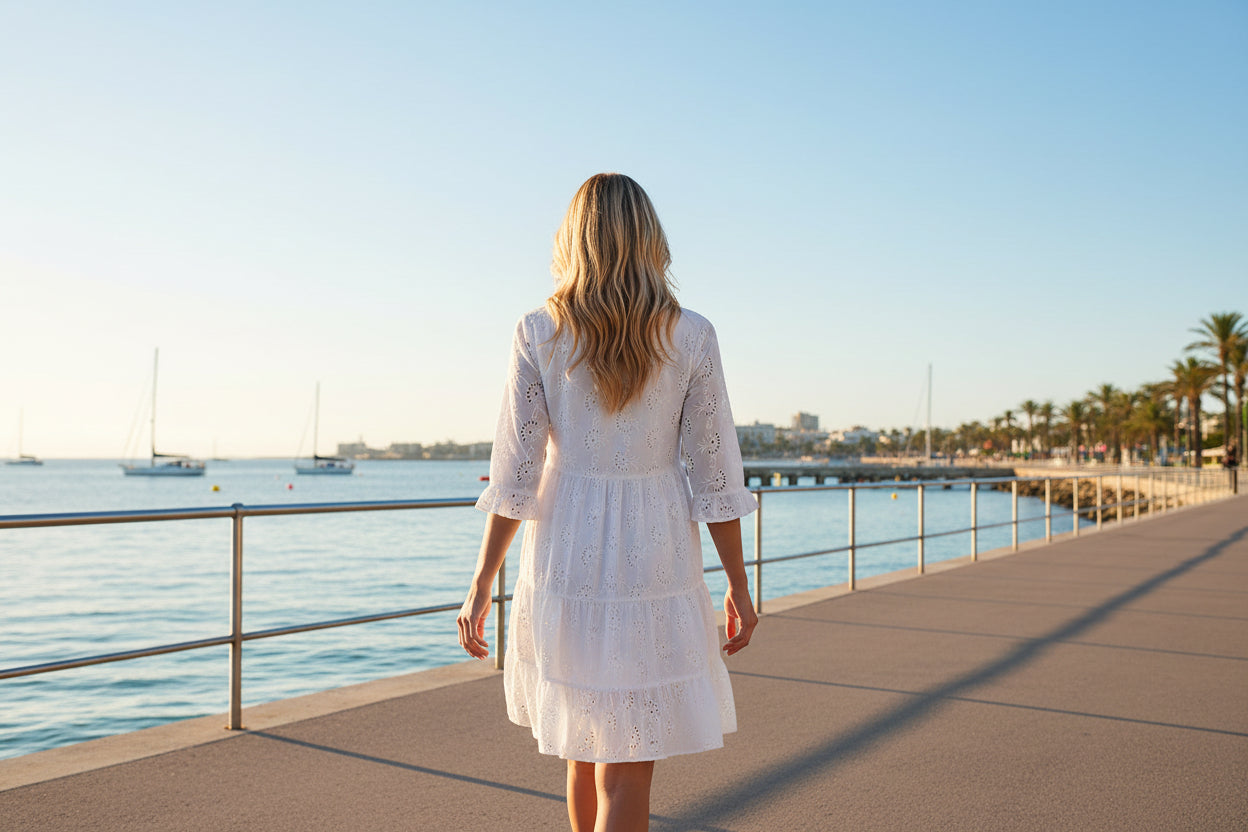Broderie Essentials Fill hem Dress white
