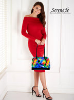 Rainbow Rose Patent Leather Handbag