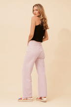 Model wearing Ronja Wide leg Jeans in nougat shade from Caroline Morgan, showcasing the relaxed fit and stylish design.