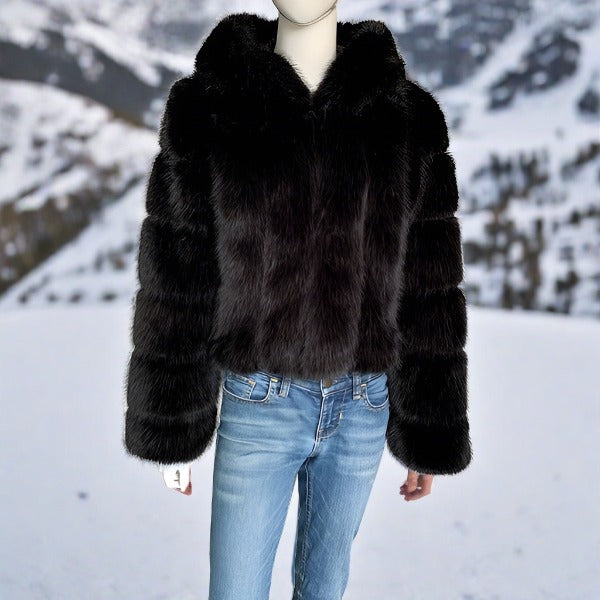 Faux Fur Fox Hooded  jacket