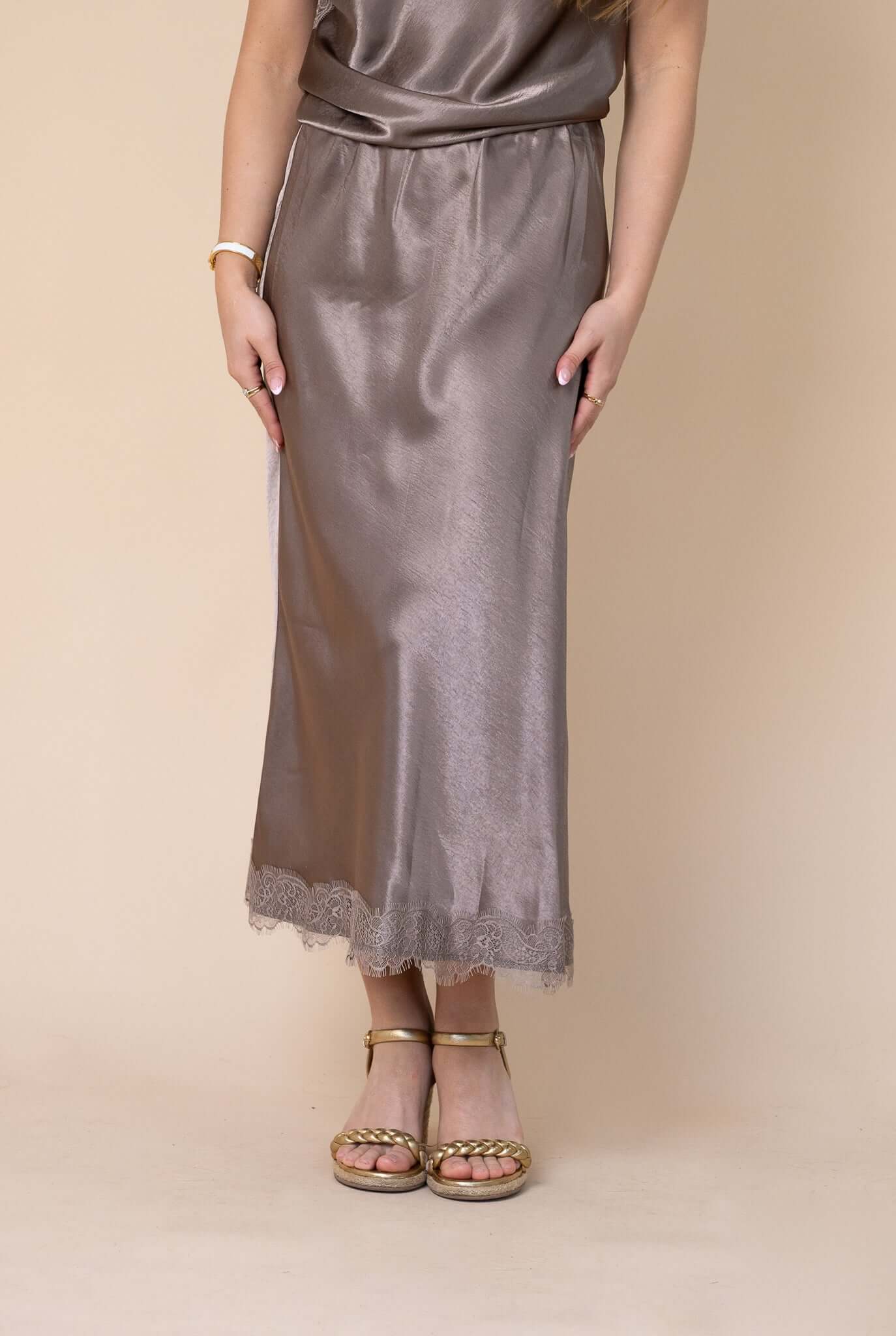 Marcela Satin Midi Skirt
