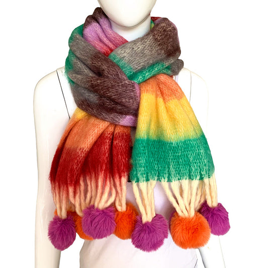 Stripe Fluffy Scarf