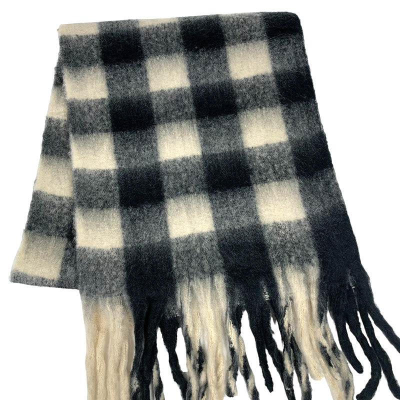 Check fluffy scarf