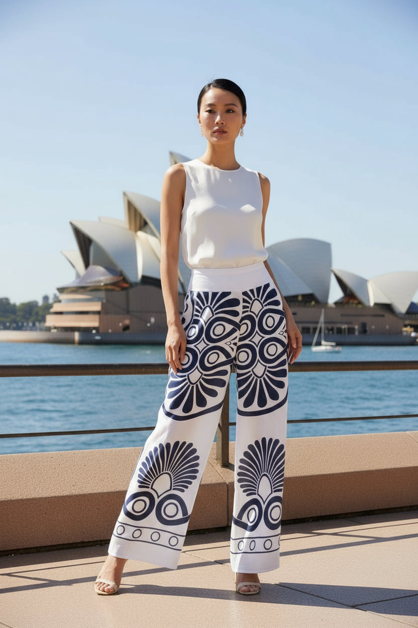 Blown Away Pants Navy print