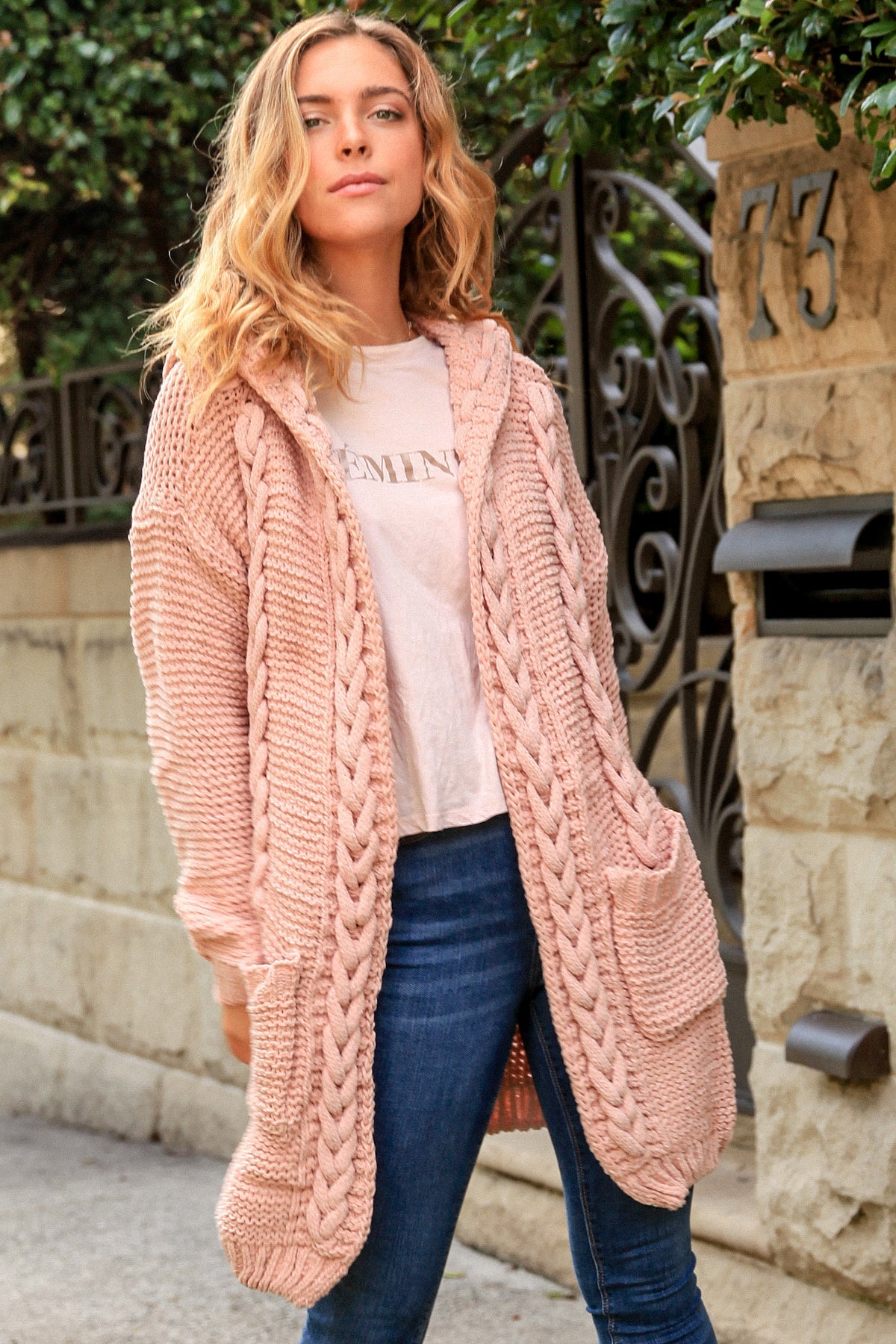 IB Longline cosy cardi Pink
