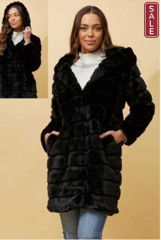 CKM Hooded Fur Coat